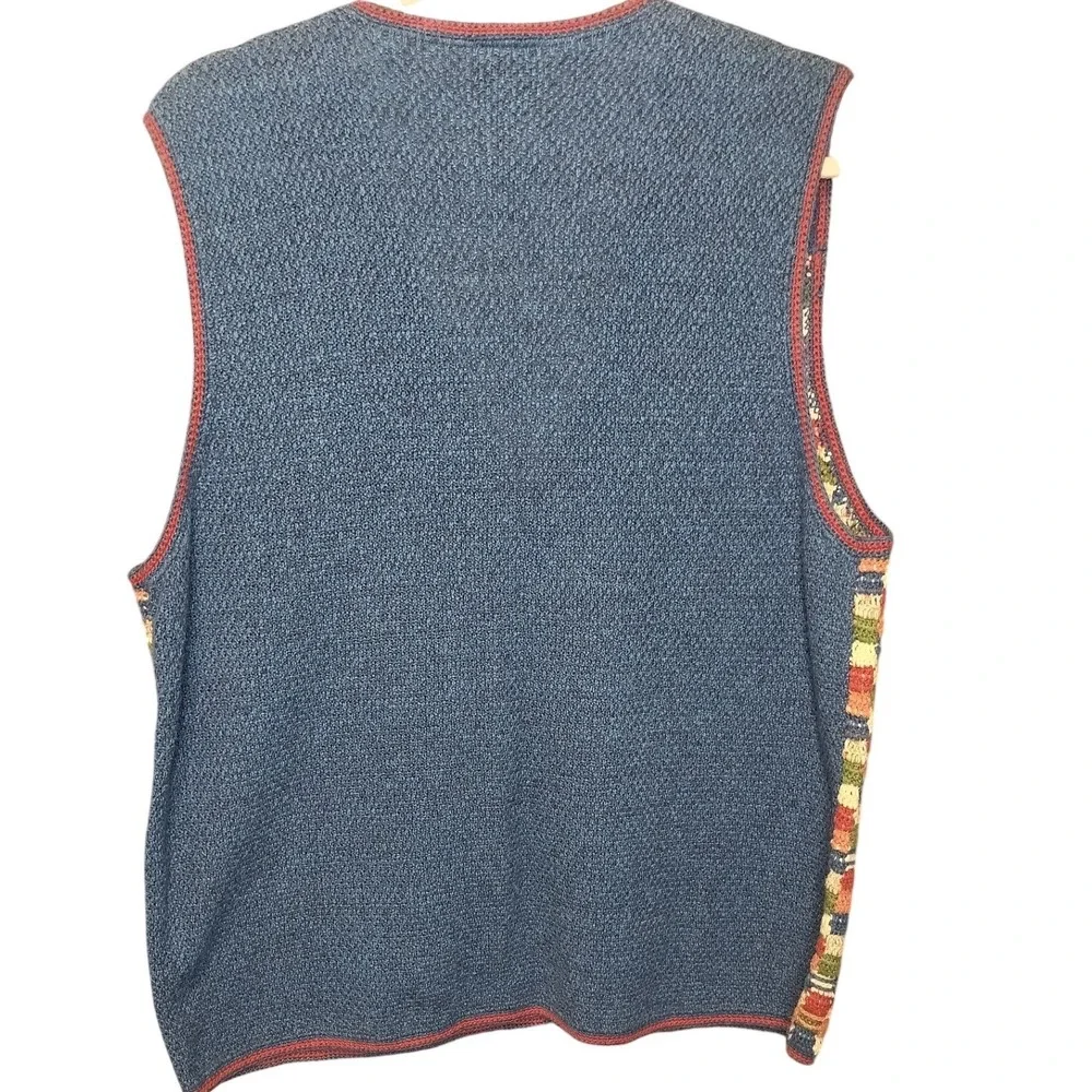 KORET City Blues Women's M Vintage Geometric Checkered Knit Button Up‎ Vest